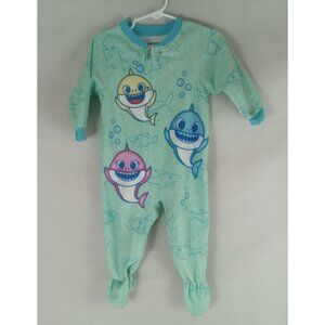 Baby Shark Green Blue Blanket Sleeper Pajamas 18M